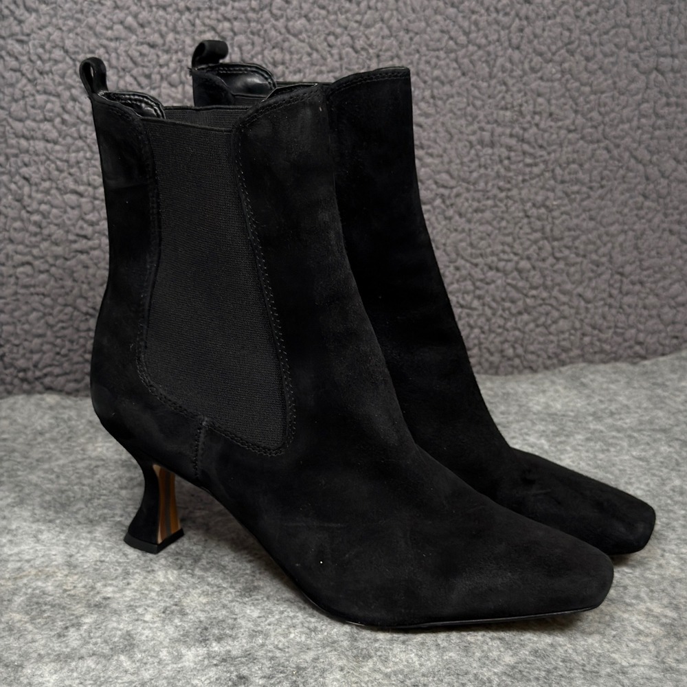 Sam Edelman Womens Lani Boots Size 10.5m Black Suede Kitten Heel Chelsea Booties